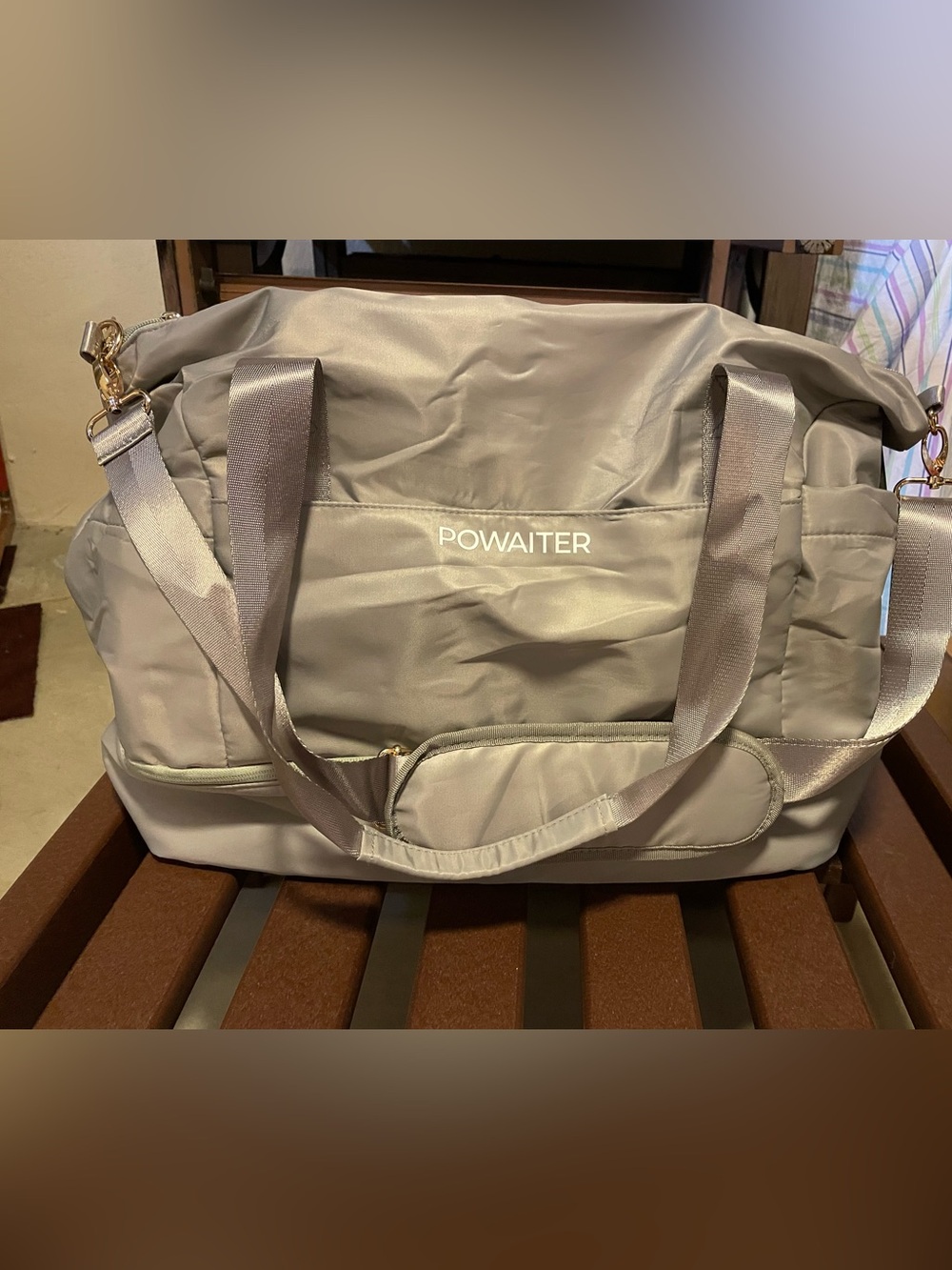 POWAITER Light Gray Travel Tote Bag or overnight bag
